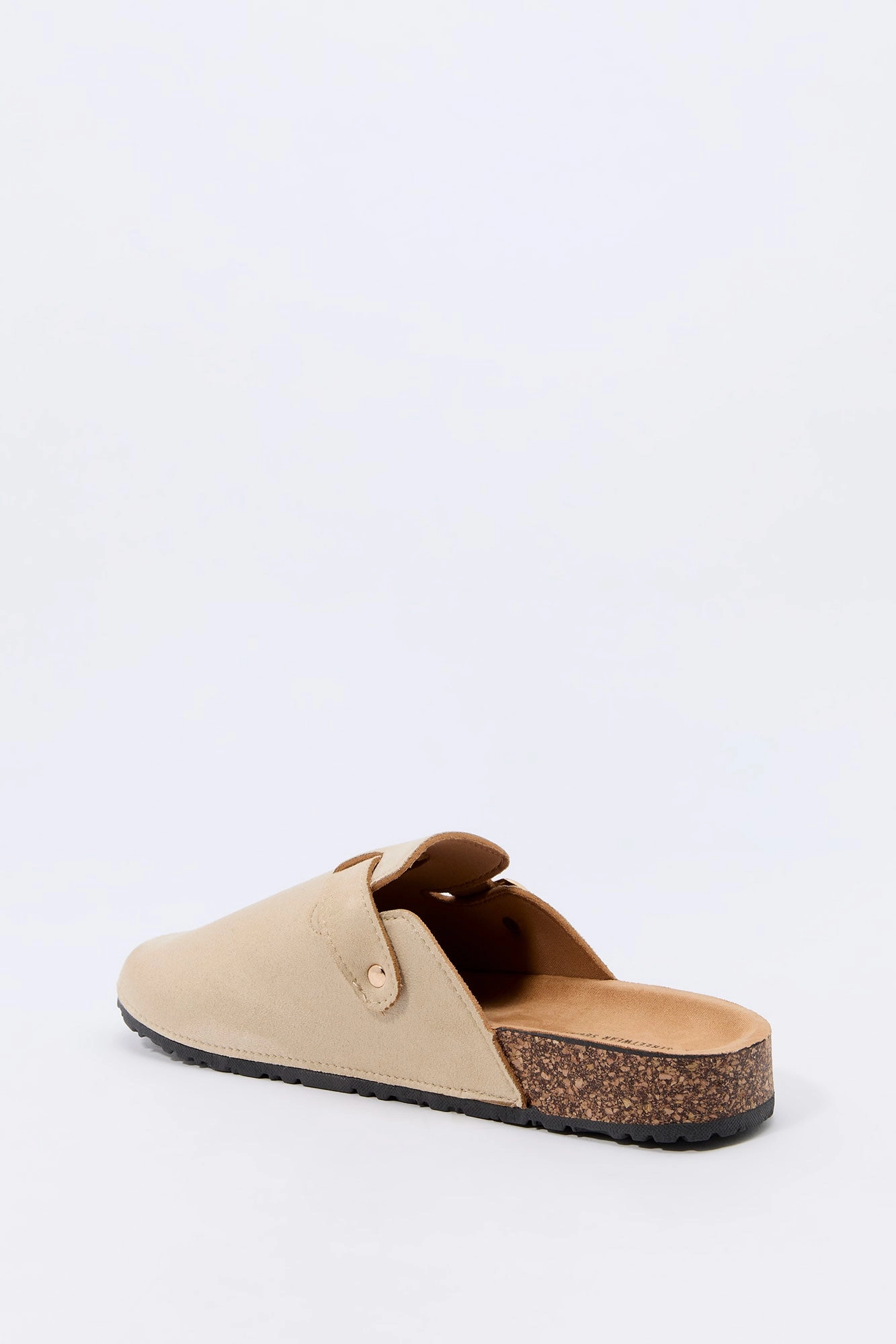 Faux Suede Buckled Cork Sandal