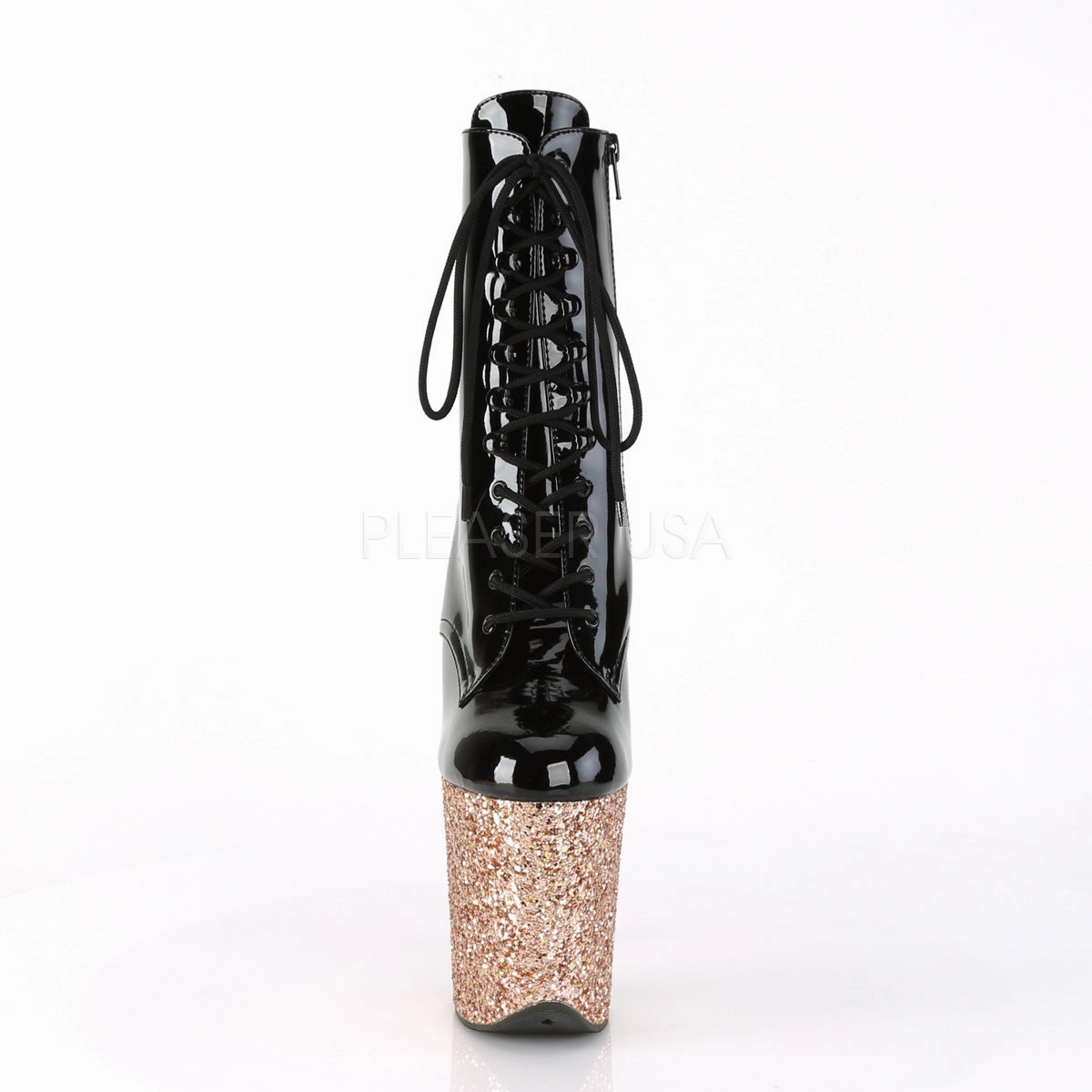 FLAMINGO-1020LG  Black Patent/Rose Gold Glitter