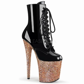 FLAMINGO-1020LG  Black Patent/Rose Gold Glitter