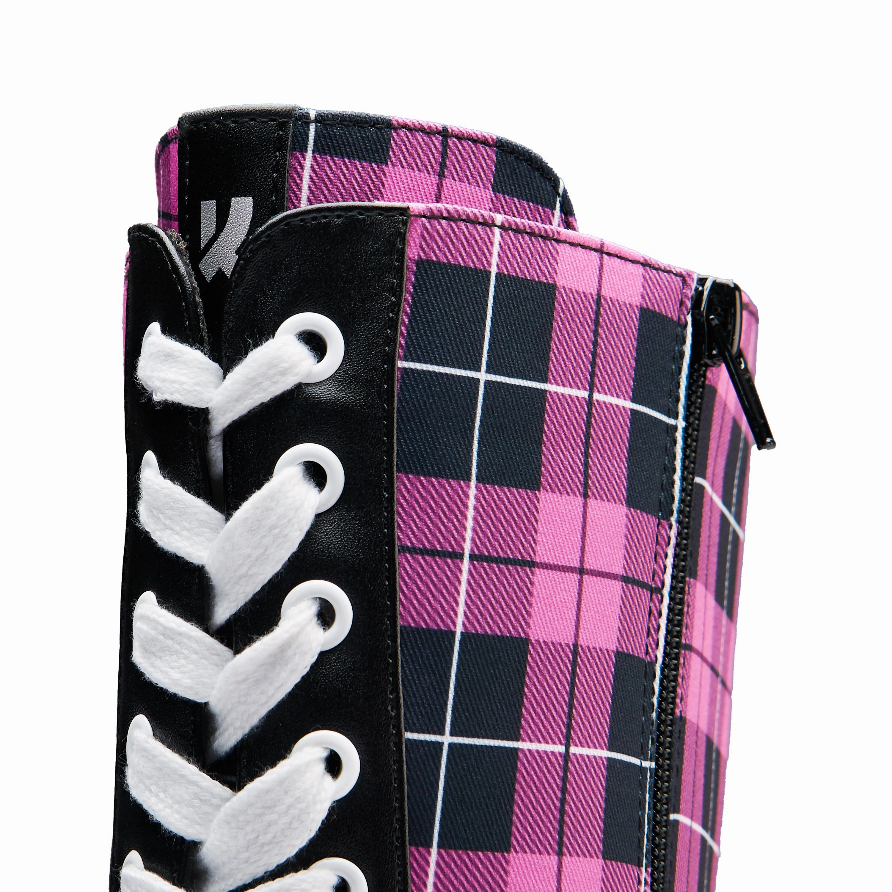Irrelevant Long Platform Boots - Pink Check