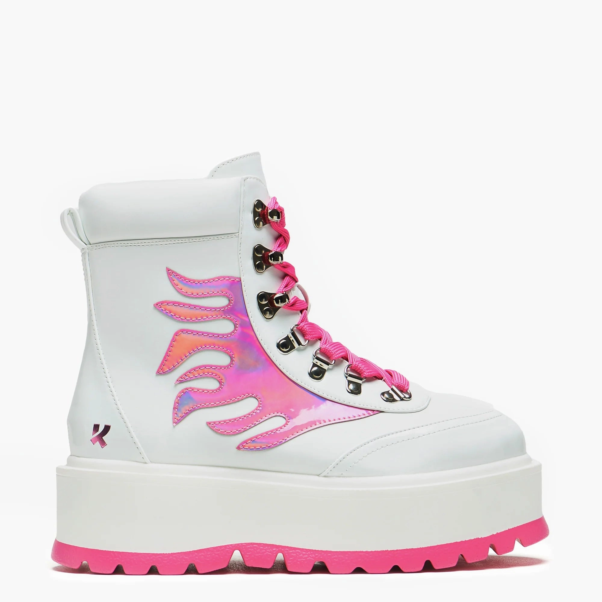 Kawaii Helios Hologram Flame Boots - Pink