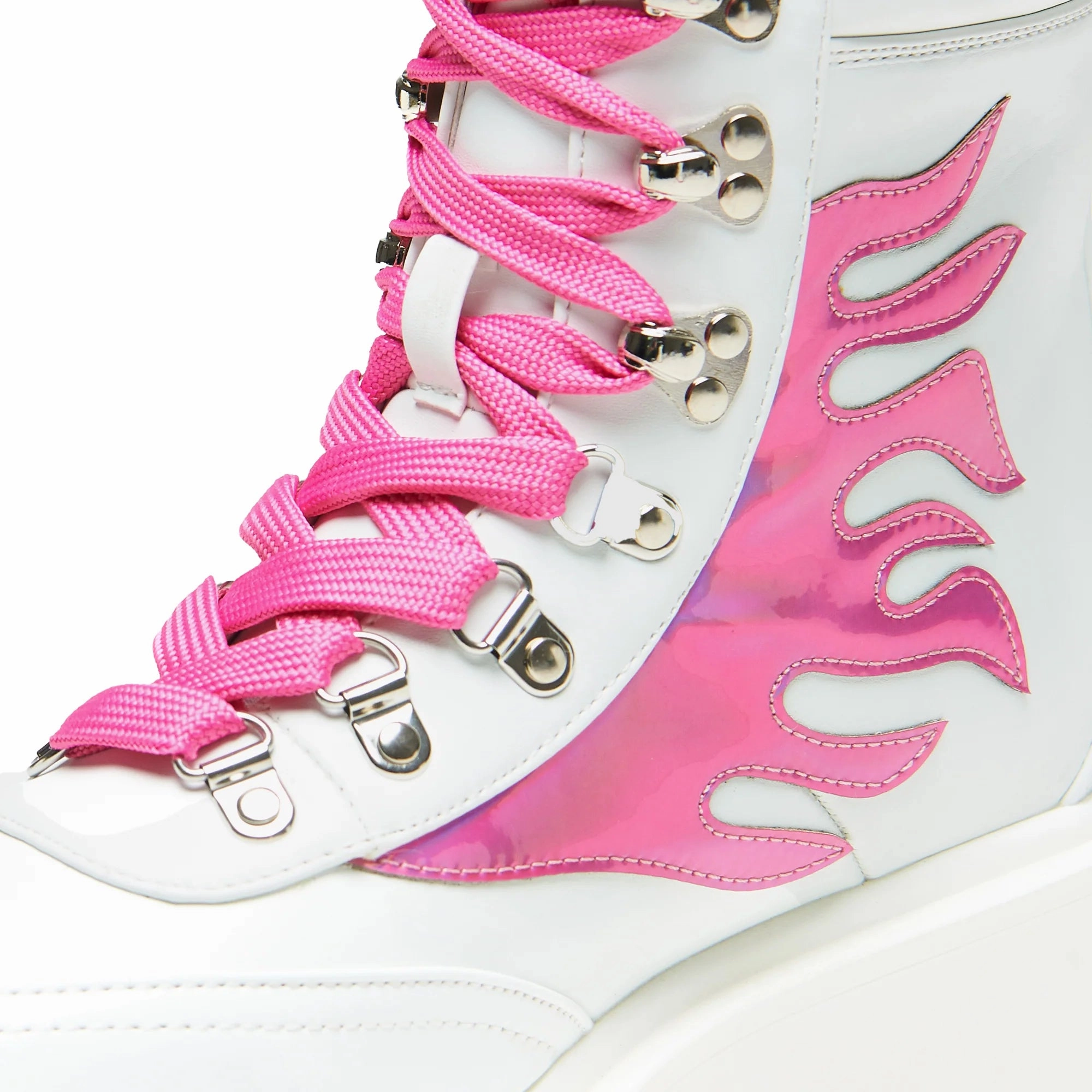 Kawaii Helios Hologram Flame Boots - Pink