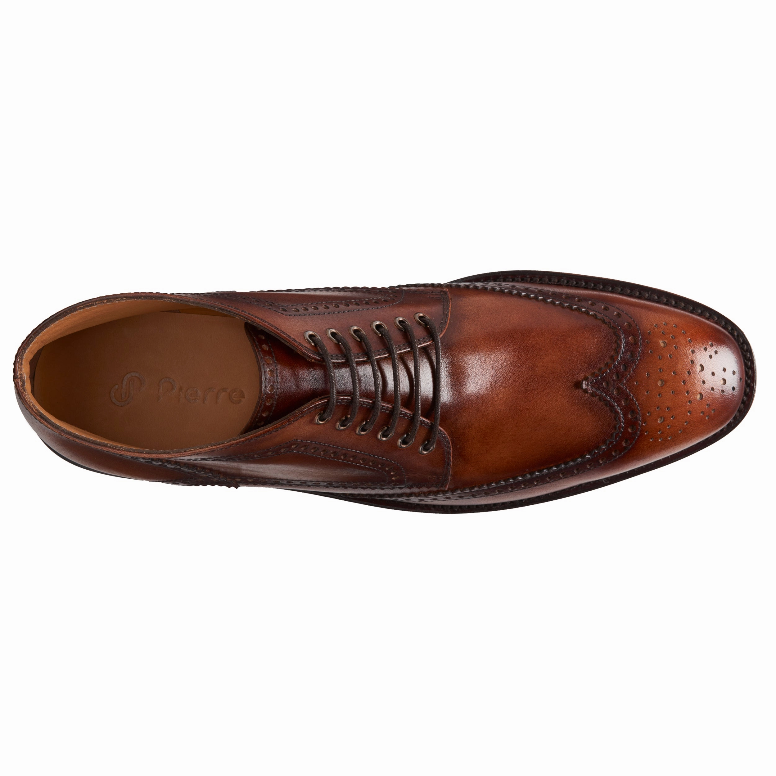 Men´s brown leather wingtip brogue boots