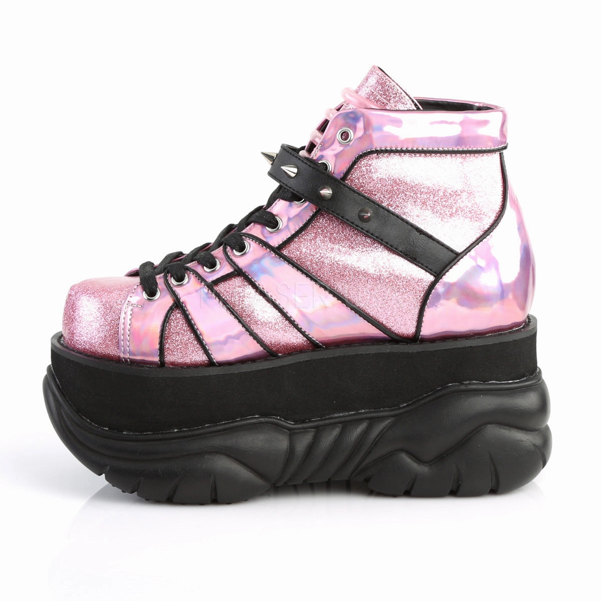 NEPTUNE-100  Pink Glitter-Silver/Vegan Leather