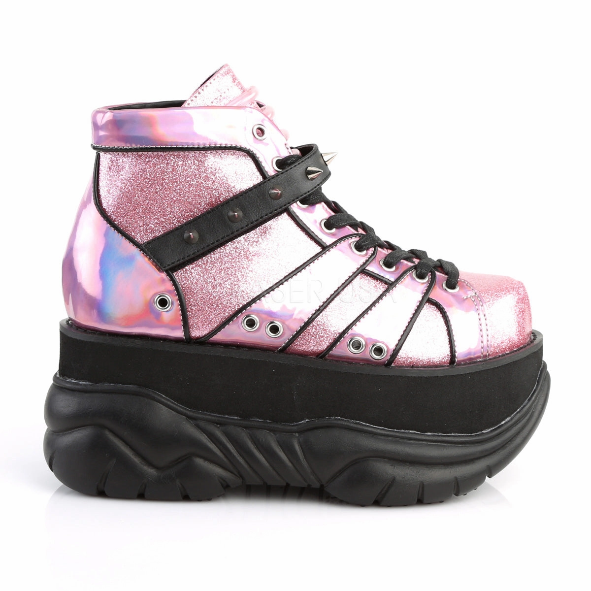 NEPTUNE-100  Pink Glitter-Silver/Vegan Leather