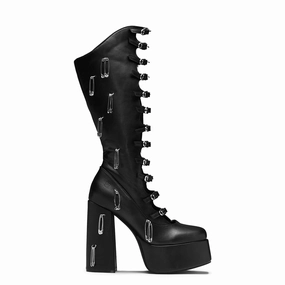 Renegade Safety Pin Tall Boots - Black