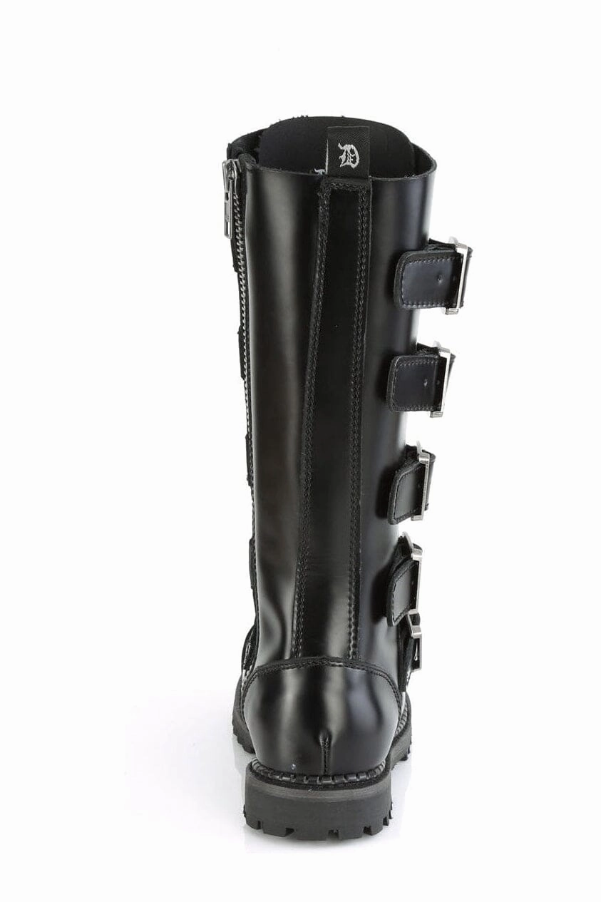 RIOT-18BK Black Leather Knee Boot