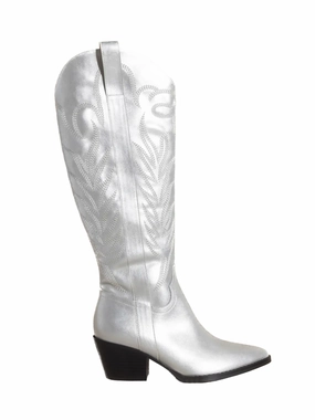 Samara Cowgirl Boot in Silver - Final Sale