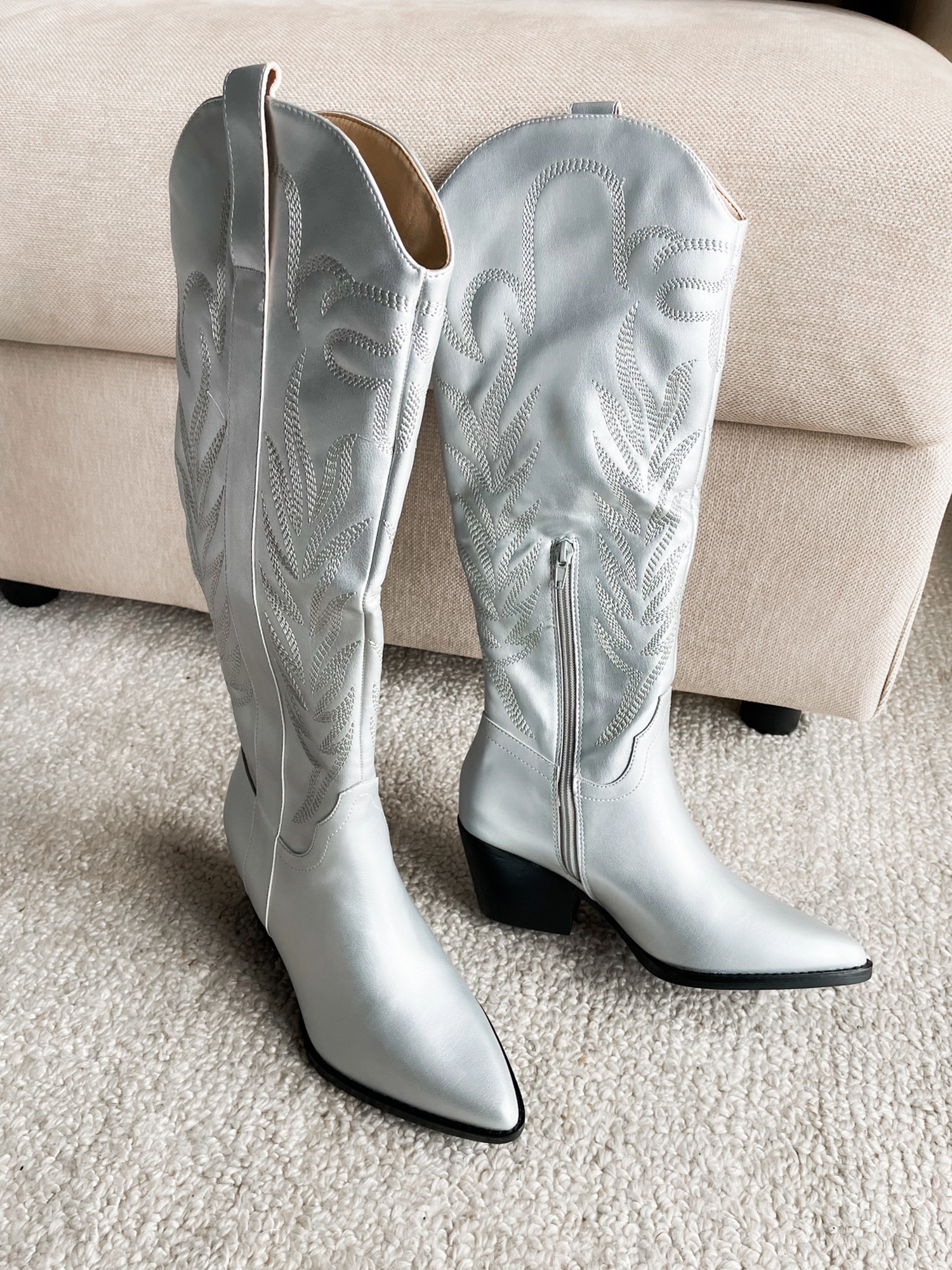 Samara Cowgirl Boot in Silver - Final Sale