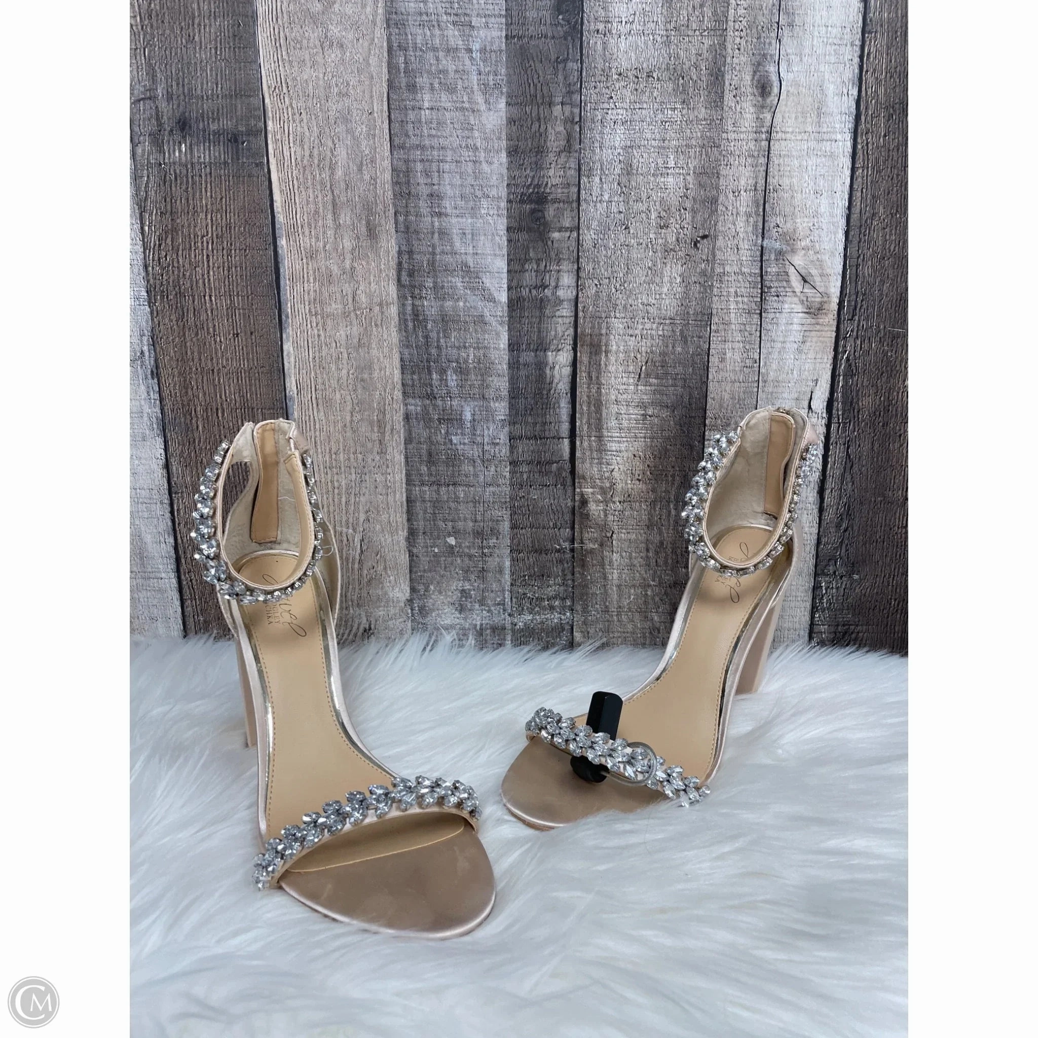 Sandals Heels Block By Badgley Mischka In Beige, Size: 10
