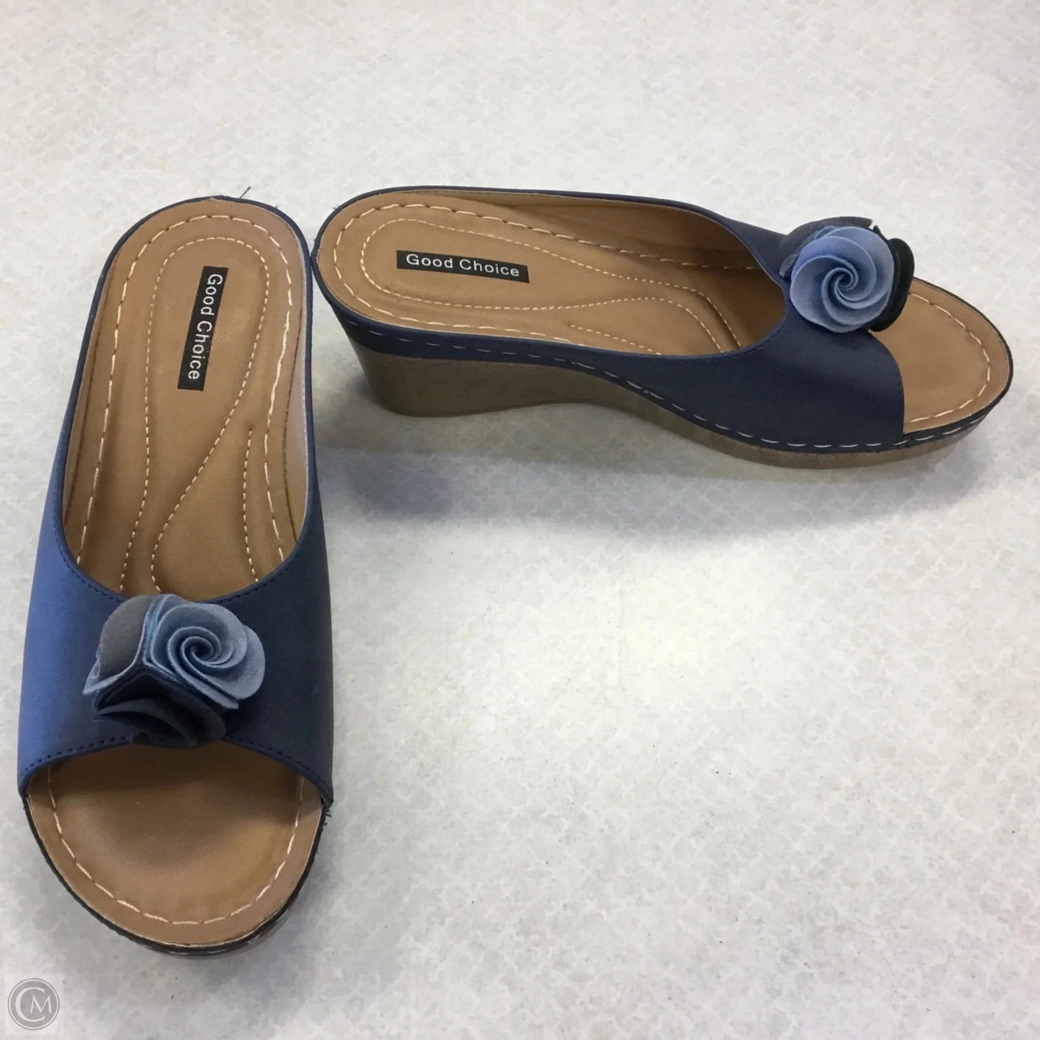 Sandals Heels Block By Clothes Mentor In Navy, Size: 8