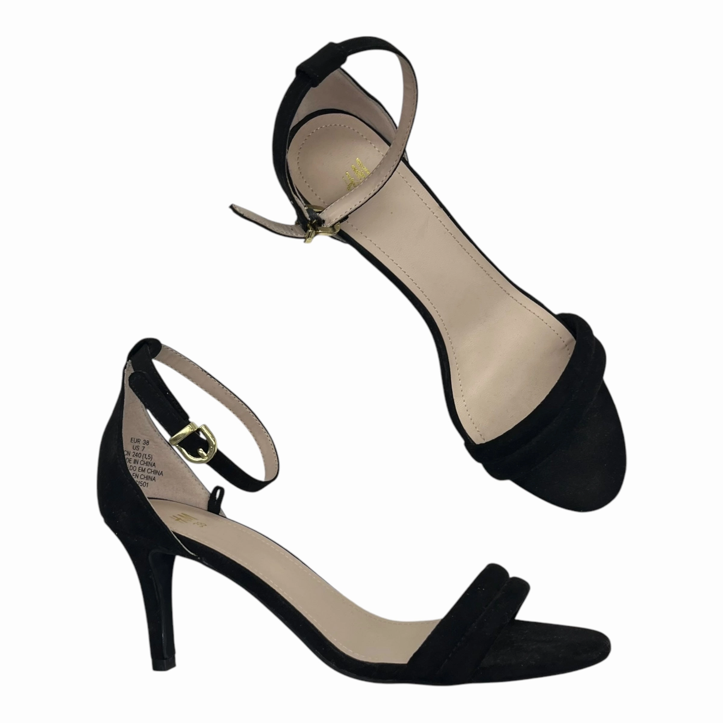 Sandals Heels Kitten By H&M In Black, Size:7
