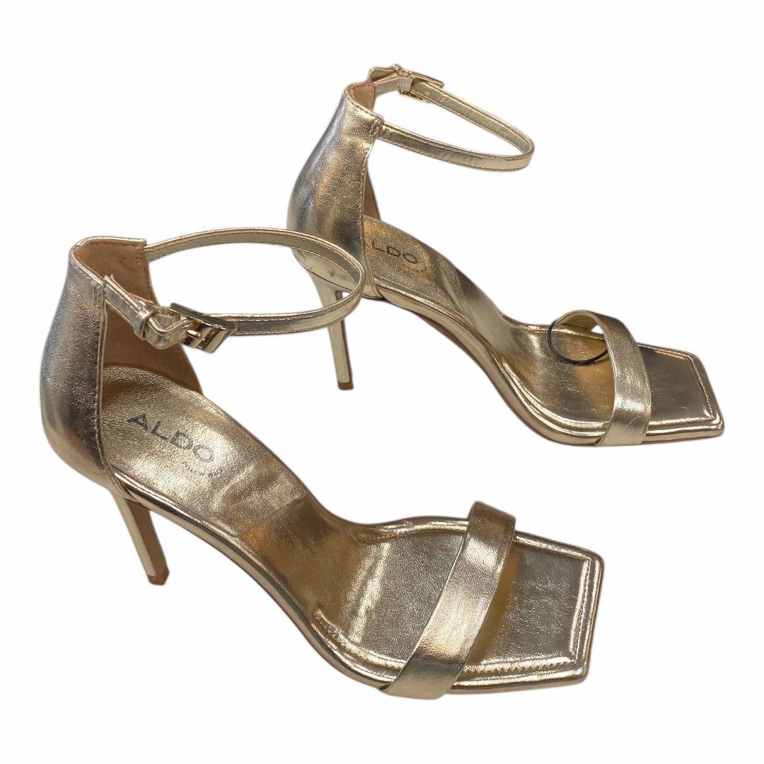 Sandals Heels Stiletto By Aldo In Gold, Size:7