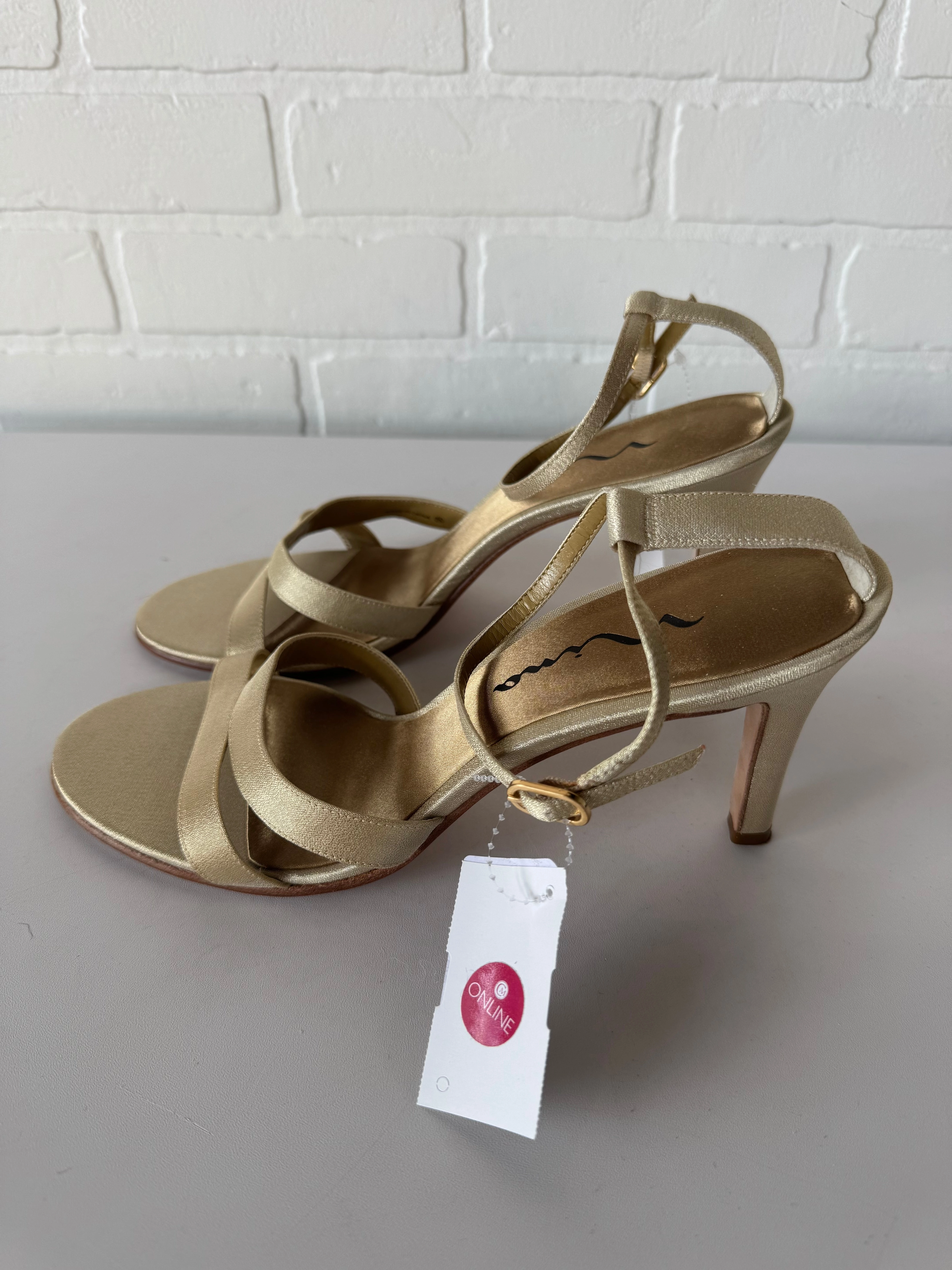 Sandals Heels Stiletto By Nina In Gold, Size: 9