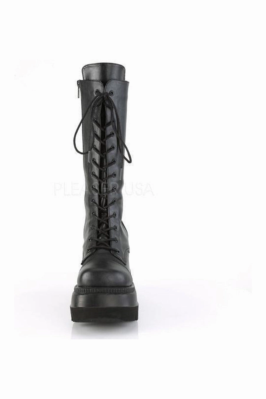 SHAKER-72 Demonia Platform Pump | Black Faux Leather