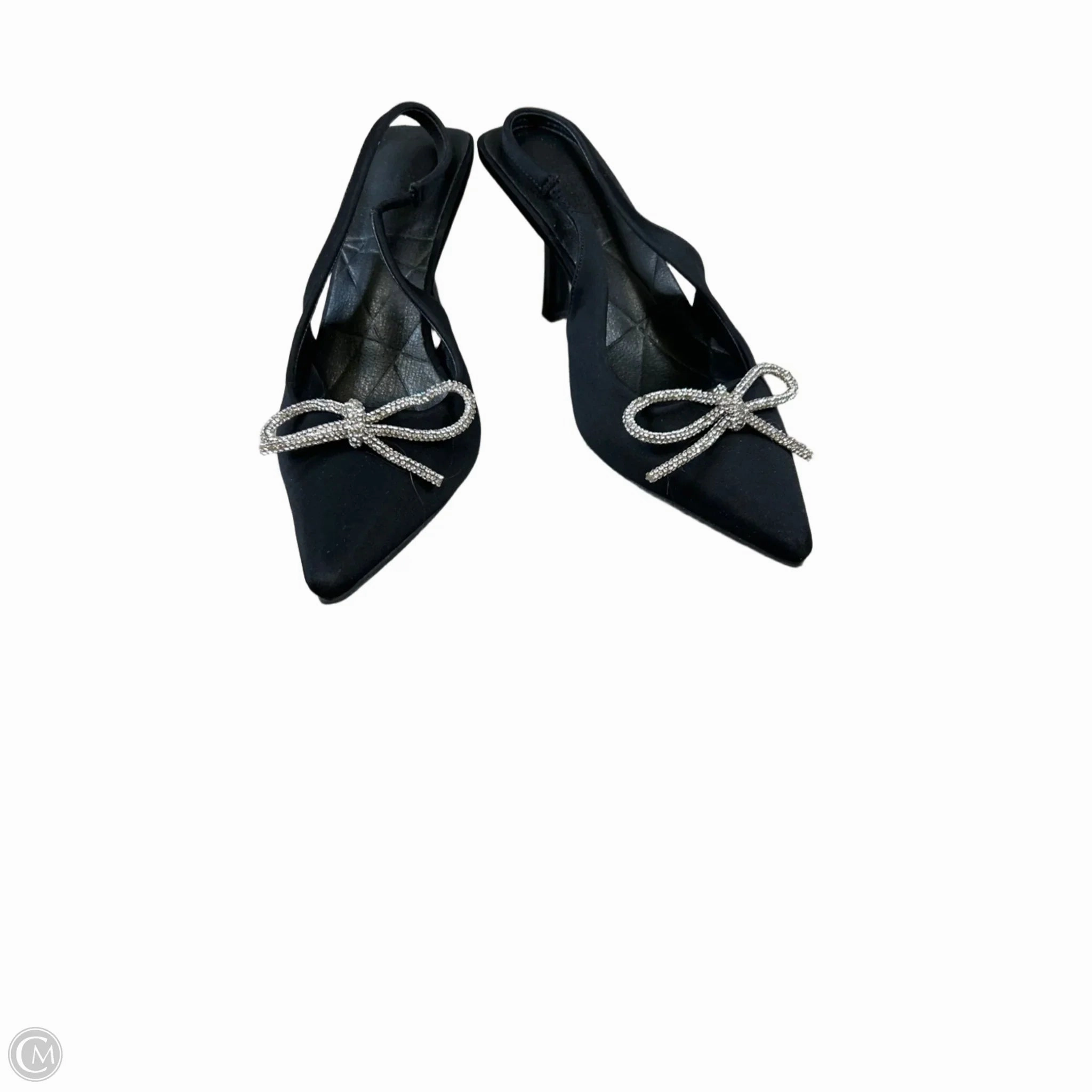 Shoes Heels Kitten By Clothes Mentor In Black & Silver, Size: 7.5