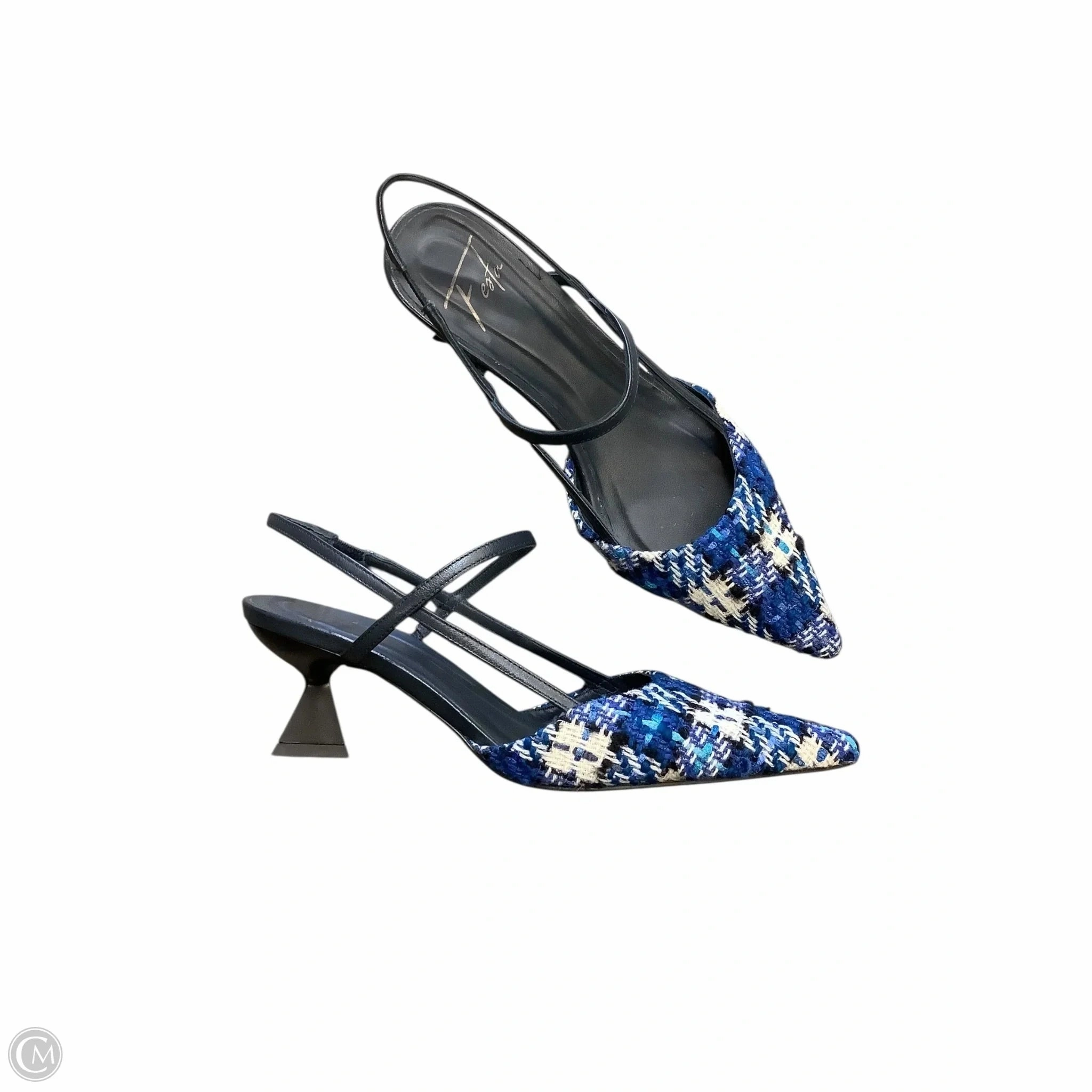 Shoes Heels Kitten By Cma In Blue & White, Size: 8