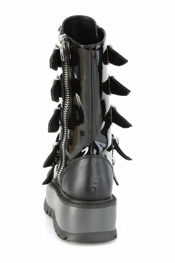 SLACKER-160 Knee Boot | Black Faux Leather