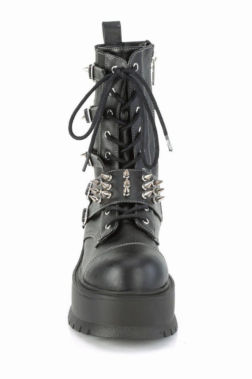 SLACKER-165 Knee Boot | Black Faux Leather