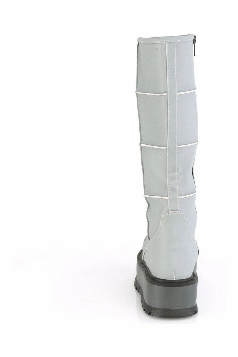 SLACKER-230 Knee Boot | Grey Faux Leather