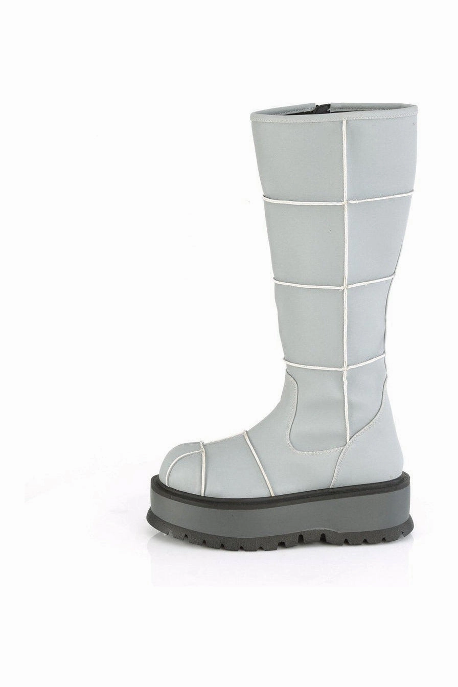 SLACKER-230 Knee Boot | Grey Faux Leather