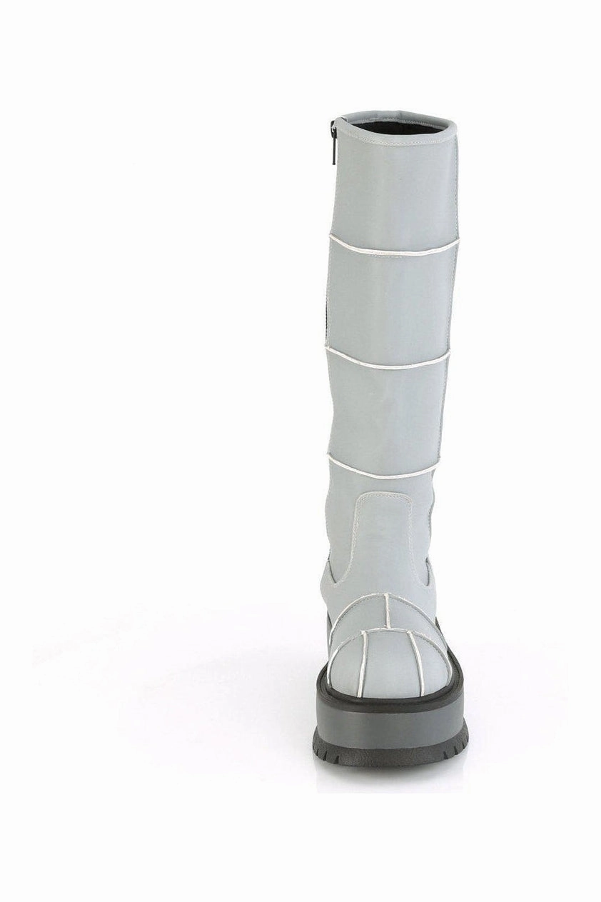 SLACKER-230 Knee Boot | Grey Faux Leather