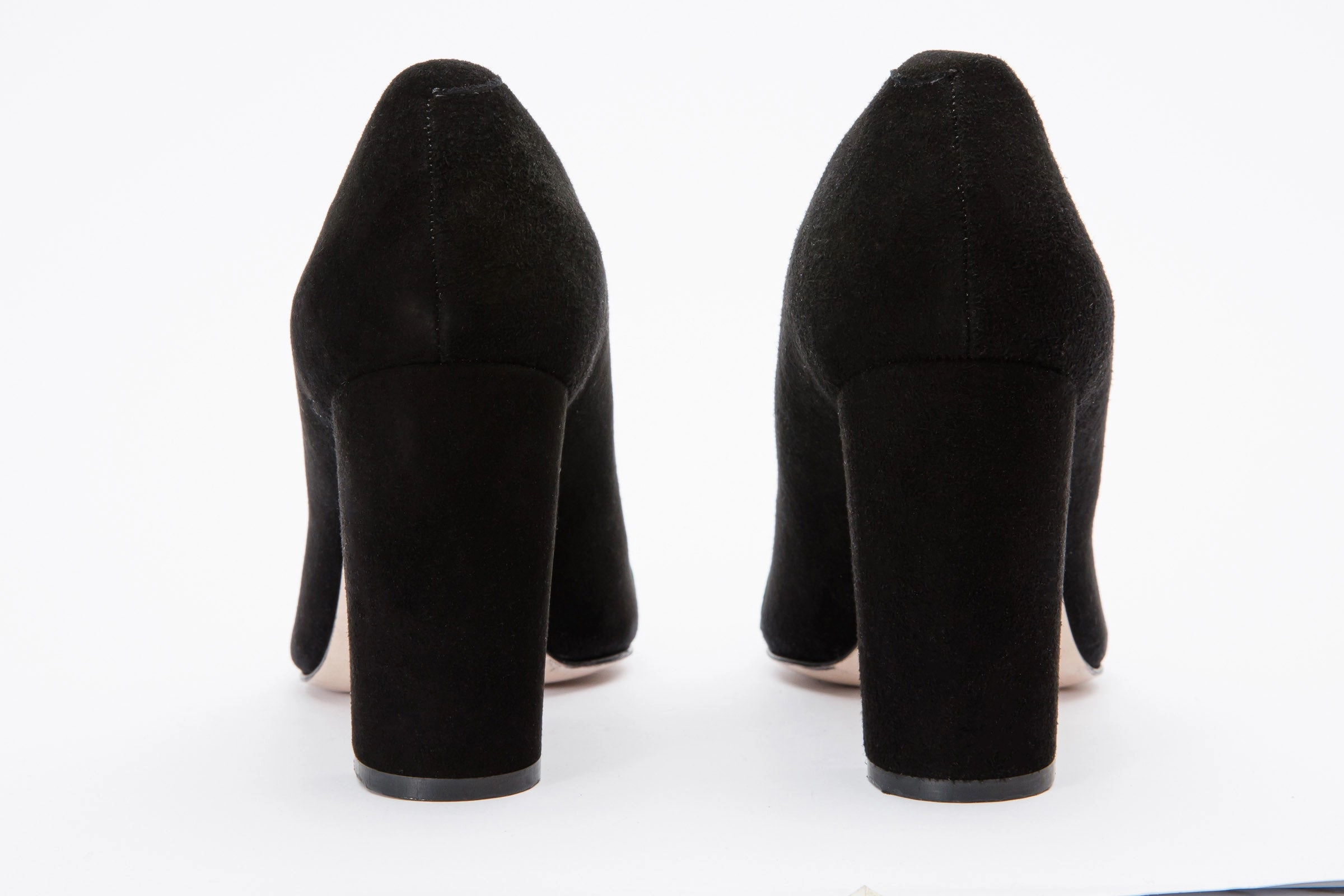 The Afega Black Suede Leather Block Heel Pump Women Shoe
