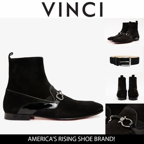 The Baron Black Suede Bit Zip-Up Dress Men Boot Final Sale!