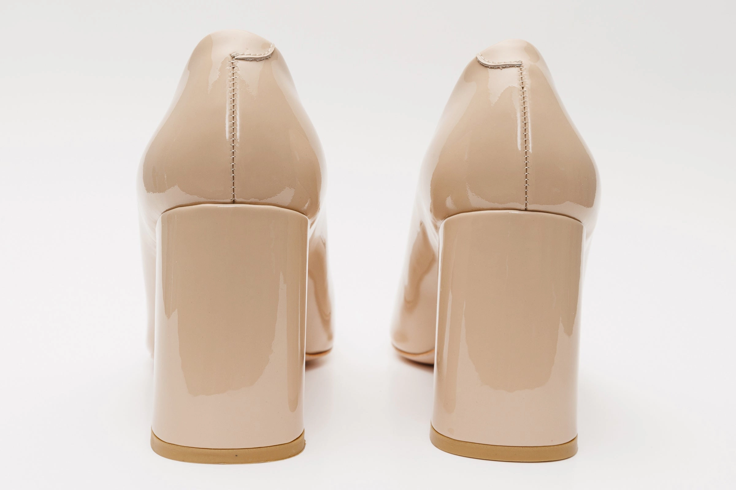 The Ferrara Cream Patent Leather Block Heel Pump Women Shoe
