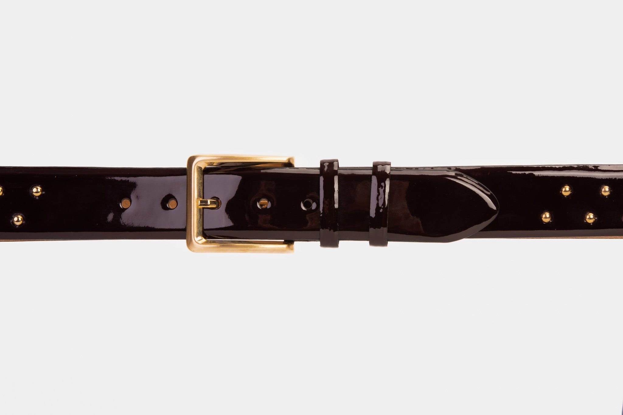 The Jupiter Burgundy Patent Leather Spike Leather Belt
