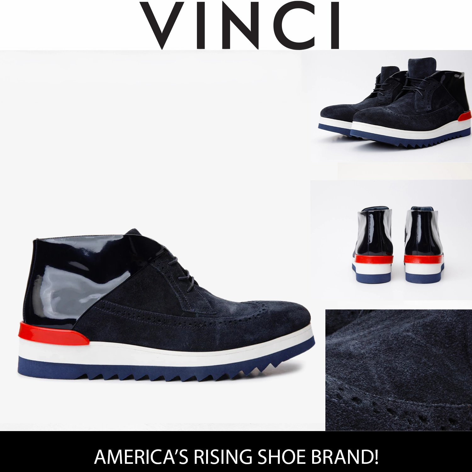 The Kagan Navy Blue Wingtip Chukka Men Sneaker Boot