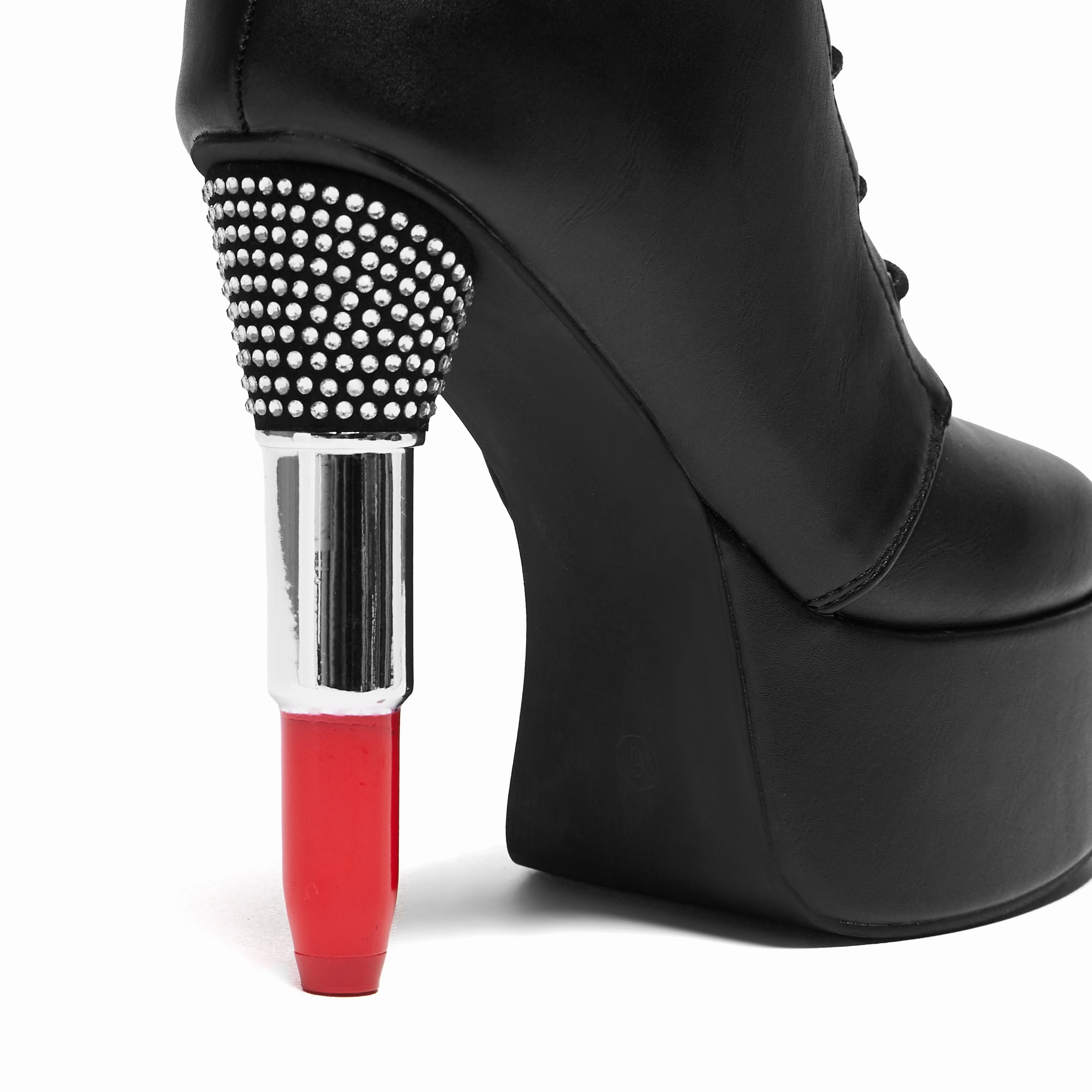 Thrill Me Lipstick Heeled Boots - Black