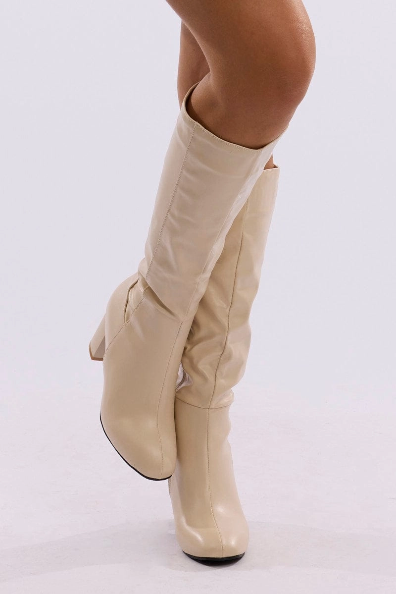 White Knee High Boots